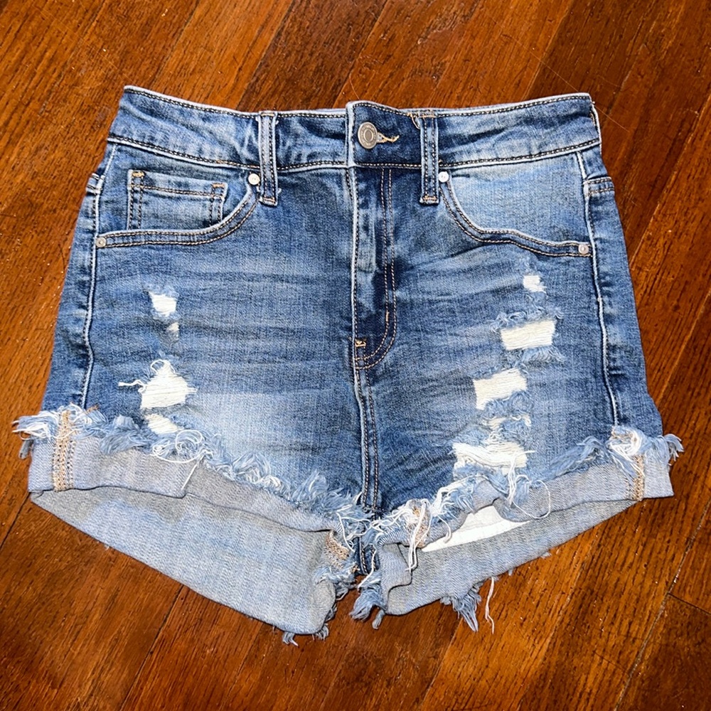 Women’s Tricot Blue Jean Cut Off Distressed Shorts Size Small